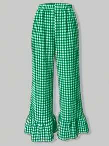 INAWLY Pantalones holgados a cuadros casuales de vacaciones para mujer