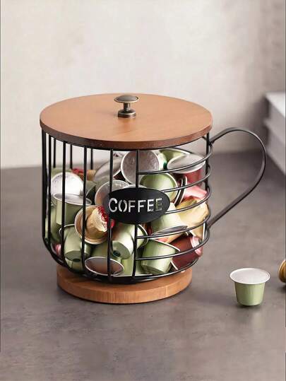 1pc Capsule Coffee Pod Storage Basket With Iron Cup Shape And Large Capacity,Kitchen,Kitchen Accessories,Kitchen Tools,Organiser Kitchen,Makeup Organizer,Wedding Items,Flower Decorations,Home Stuff,Table,Home Decorations,Home Organization And Storage,Room Decor,Room Decor Bedroom
