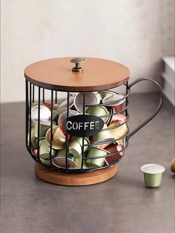 SHEIN 1 pezzo Cestino portacapsule da caffè con forma di tazza in ferro e grande capacità, accessori per cucina, organizzatore da cucina, organizzatore per il trucco, articoli per matrimoni, decorazioni floreali, oggetti per casa, tavolo, decorazioni per la casa, organizzazione e stoccaggio per la casa, decorazione per la stanza, decorazione per camera da letto