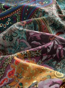 ROMWE Women's Retro Hippie Western Music Festival Beaded Fringe Hem Paisley Print Tie Bikini 2 Pieces Swimsuit Set - Multicolor - View 6