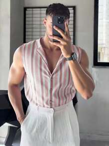 Manfinity Hypemode Maglietta senza maniche estiva casual a righe per uomo