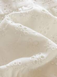 SHEIN Baby Girl Cute White Pattern Short Sleeve Romper - White - View 3