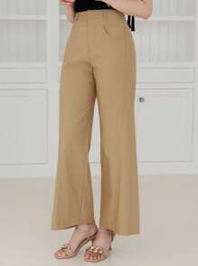 DAZY Damen einfarbige ausgestellte Lässig & Büro Hosen mit Taschen, Damenhosen