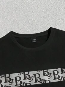 Manfinity BRENVOR Men's Knitted Casual Short Sleeve T-Shirt Set, Vintage, Urban