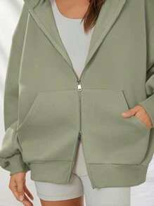 WESTFADE Summer Fleece Oversized Zip Up Long Sleeve Hoodie Graduation,Back To School Outfits,Graduation,Teacher Outfits For Women,Back To School - Mint Green - View 2