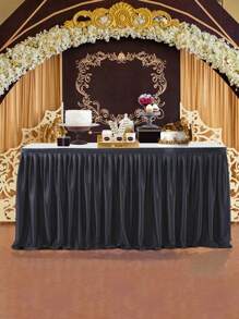 1 件优雅的 6 英寸白色雪纺桌裙，带有精致的荷叶边，适合婚礼、新娘送礼会、洗礼、周年纪念、生日派对、优雅庆典、婚礼装饰