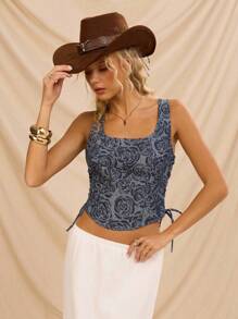 Avantive Femmes d'été Anniversaire 90s Tenue décontractée professionnelle Tenue occidentale Sortie Décontracté Y2k Vintage Rave Festival Streetwear Vacances Pays Concert Enterrement de vie de jeune fille/Remise des diplômes Style Cowgirl /Navette Fée/Noir Délavé/Taille Basse/Ample/Droit/Jambe Large/A Ligne/Cowgirl /Sans Manches/4 Juillet Femmes/Vacances à la Plage/Top en Denim