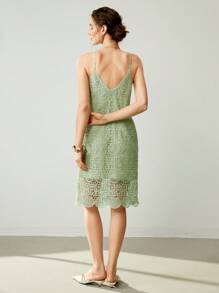 Chiquease Váy hở vai hở vai thời trang mùa hè mới cho kỳ nghỉ bãi biển Mini Dress dành cho phụ nữ - Màu xanh Bạc hà - Xem 5
