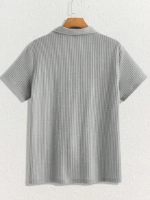 Manfinity VCAY Men's Simple Solid Color Polo Shirt And Shorts Set - Light Grey - View 3