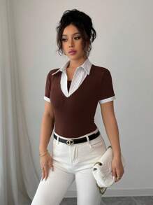 Rafferiza 法式风格女士办公室，端庄复古外观二合一商务休闲 T 恤