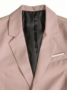 Manfinity Mode 男士简约通勤商务衬衫领西装套装 - 藕粉色 - 查看 3