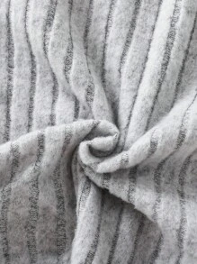 Babygirl Cute Grey Knitted Casual Long Sleeve Top And Elastic Waist Pants Set, Autumn/Winter Fall