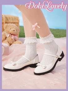 Dola Lovely 新款时尚粗跟女士平底鞋，性感平底派对鞋 - 白色 - 查看 2