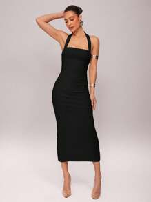 Silquee 早春纯黄色浪漫情人节和约会之夜海滩度假女士纯色荷叶边下摆露背连衣裙、亚麻情人节连衣裙、派对连衣裙、浪漫约会连衣裙、婚礼伴娘迷你连衣裙、舞会礼服、休闲办公室连衣裙、白色连衣裙、生日迷你连衣裙、度假连衣裙