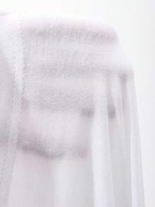 Livesso Pleated 3D Flower Loose Short Sleeve Cropped Round Neck Casual Summer Top For Women