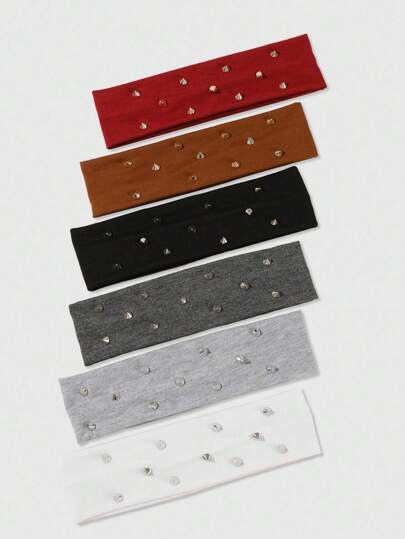 Kawaii Set de 6 diademas deportivas con remaches en estilo punk rock para chica urbana, accesorios kawaii Y2K para uso diario, fiestas callejeras y salidas