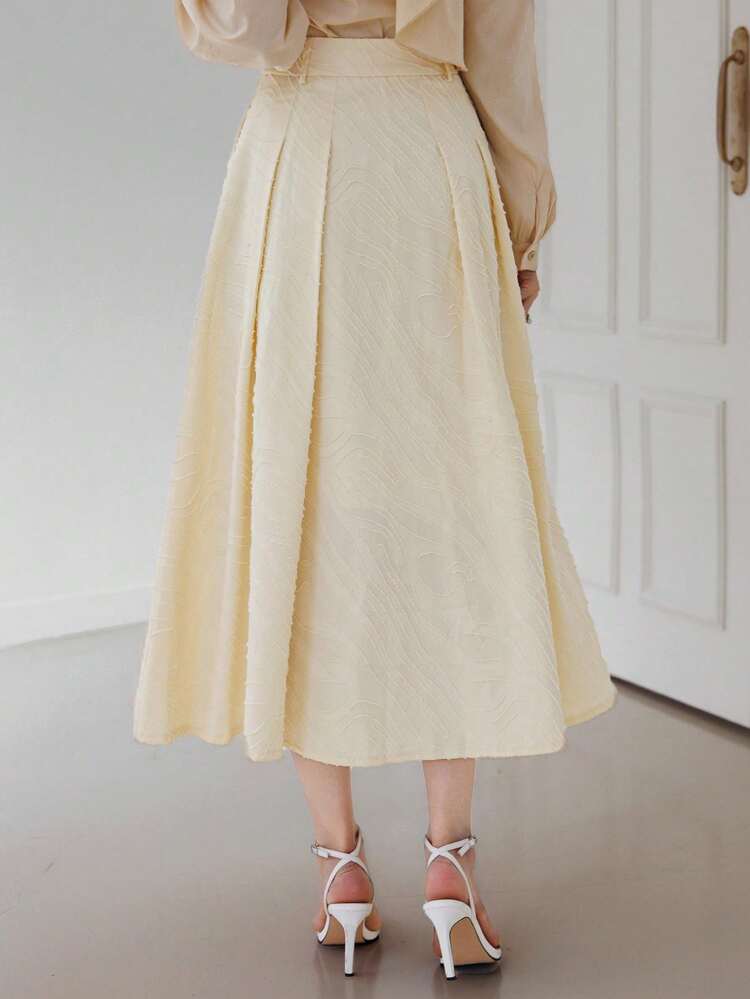 Elegant Solid Color Pleated A-Line Women Skirt Fall Skirts