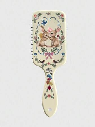 Fairycore Bow Flower Wreath & Rabbit Cartoon Massage Head Hair Brush, Designed For Women