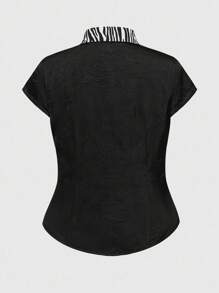 ROMWE J-Fashion Y2K Harajuku Style Reversible Plus Size Black Leopard Print Blouse - Black - View 7