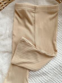 Baby Ruched Bow Front Tank Top & Flare Leg Trousers - Beige - View 4
