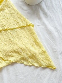 Soleia Sexy Retro Ombre V-Neck Tie-Up Mesh Ruched Asymmetrical Hem Romantic Vacation Bodycon Mini Dress For Women Yellow Summer Dress Yellow Beach Dress Yellow Vacation Dress