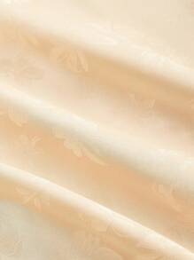 SHEIN MOD 大码女式杏色收腰镂空府绸衬衫