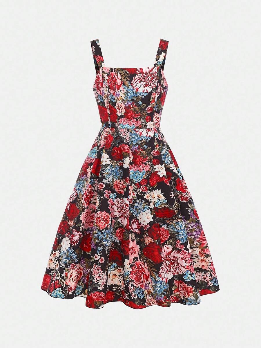 SHEIN 女童花卉印花无袖优雅夏装 - 彩色 - 查看 1