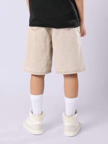 SUMWON Denim Shorts mit Gummizug Bermuda-Stil Originalausgabe, Jugendliche Lässig, elastischer Bund, Sommer, Baumwolle, Frühling, Unterbekleidung, Schulferien, Außenbereich, Komfortkleidung