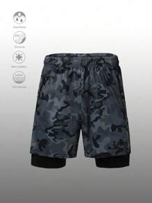 Gym Rark Pantalones cortos deportivos casuales de hombre con estampado de camuflaje y cordón en la cintura, pantalones de chándal de verano - Multicolor - Ver 3