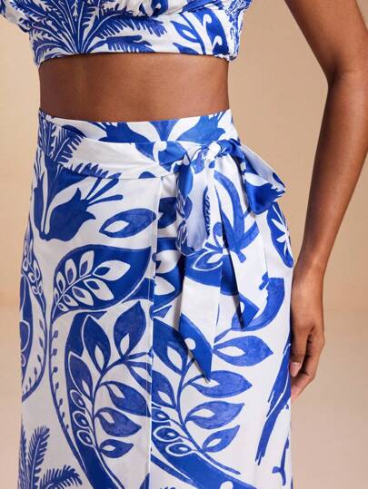 MIRENZI Tropical Bohemian Print Beach Cover Up Sarong Skirt Women Casual Summer Vacation