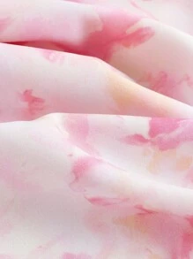 Tween Girl Floral Print Waist Cinched Cami Dress, Elegant Summer - Pink - View 5