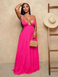 BamGleam 2025 New Women's Yellow Long Sexy Slip Dress – Perfect For Vibrant Vacations, Beach Getaways, And Everyday Comfort