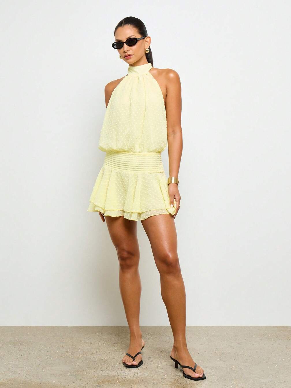 halter top dress summer Halter Neck Plunging Printed Summer Dress Evening Dress (00155303)