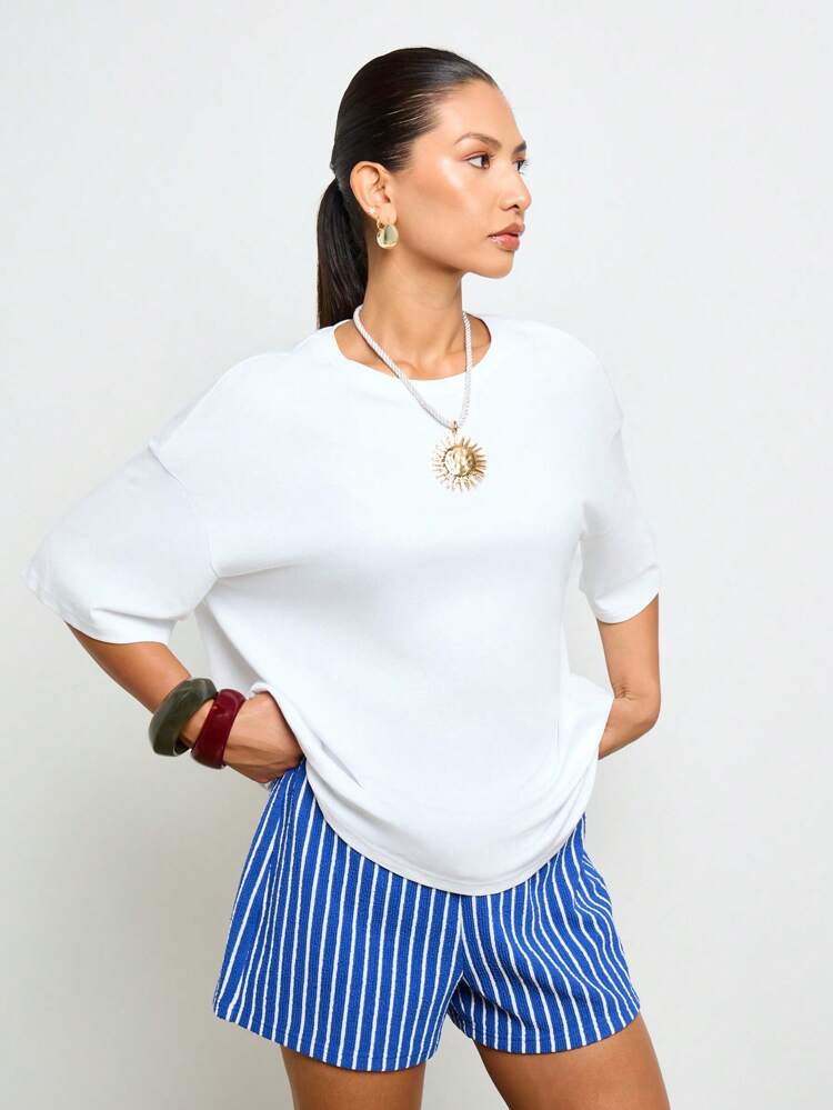 Oversized Lobster Print T-Shirt With Shell Design