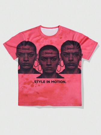 Street Life Maglietta casual da uomo a girocollo, a maniche corte, con stampa di lettere e ritratti