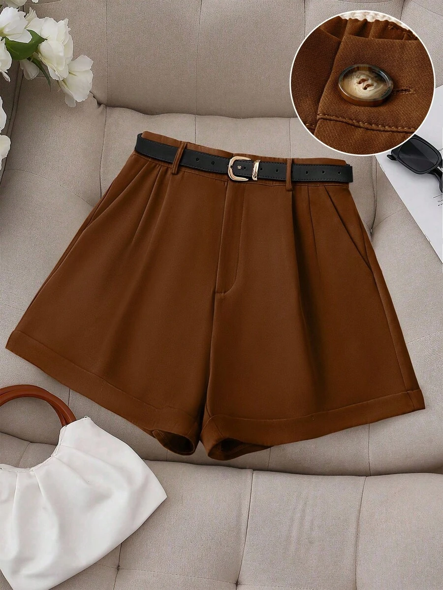 GlowEve CURVE 大码女式纯色褶皱宽松休闲短裤