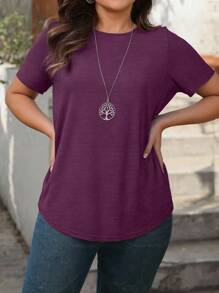 SHEIN Camiseta casual de talla grande de unicolor y simple, para el verano