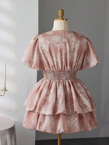 SHEIN Clasi 大码两件套梭织休闲度假通勤浪漫套装 - 淺粉色 - 查看 4