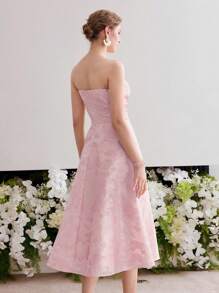 MOTF Soiréza RUCHED FLORAL JACQUARD COCKTAIL DRESS