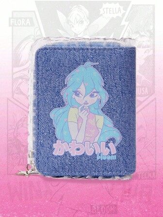 Winx Club X ROMWE Blaue modische kompakte Kreditkartenhalter Geldbörse