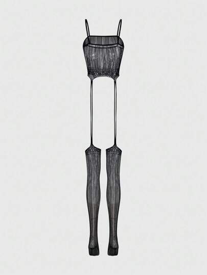 ROMWE Avant Futuristic Oversized Elastic Stretch Sheer Mesh Jumpsuit For Women, Sexy Design