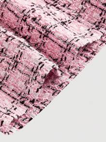 SHEIN MOD Pantalones de tweed con bolsillos y ribete de color contrastante para mujer - Rosa - Ver 4