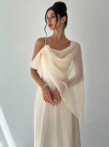 Firerie Elegant Romantic Women's Cocktail Party Evening Gown Dress With Ruffle Texture, Asymmetric Spaghetti Strap Neckline And Cinching Waist, Flowy A-Line Silhouette, Suitable For Summer Events And Occasions, Graduation Dress, Fall Dresses For Women