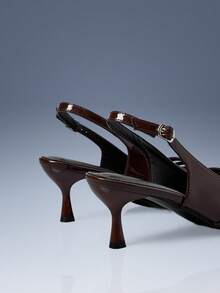 CUCCOO GRLICON 1 双女士时尚红色尖头细带高跟鞋，适合圣诞节、万圣节、Y2K 风格 - 咖啡棕 - 查看 4