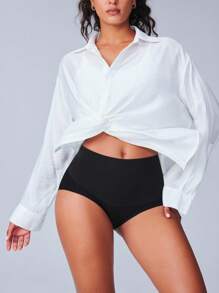 LUVLETTE 高腰三角裤 基本款 收腰 塑身衣 透气 黑色 女士内裤 - 黑色 - 查看 8