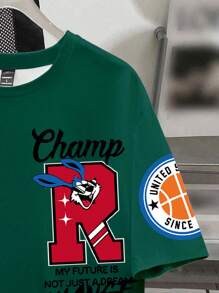 Manfinity Joysei 男士夏季标语印花圆领短袖休闲修身T恤