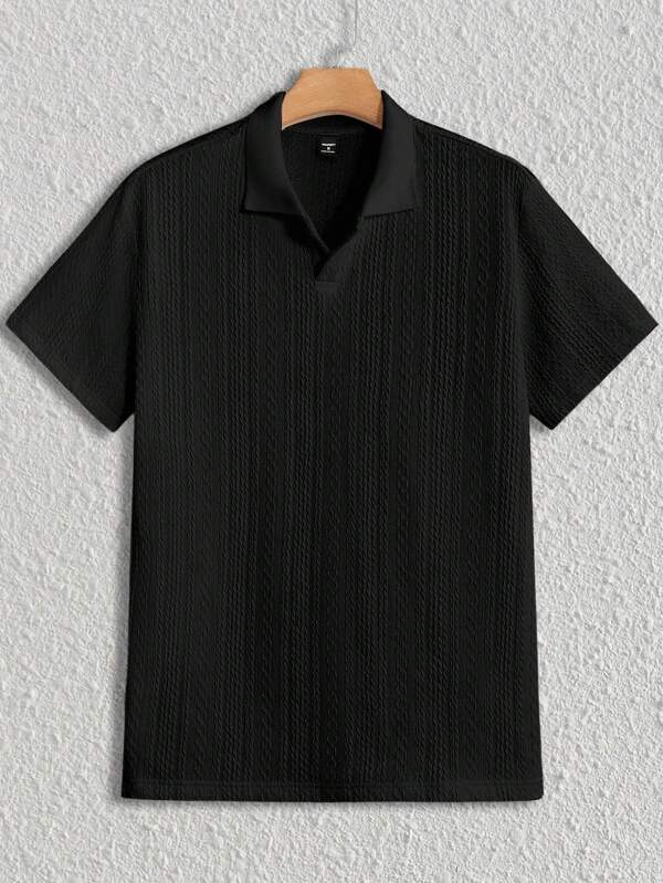 Manfinity VCAY Men's Summer Solid Color Short Sleeve Casual Commute Polo Shirt