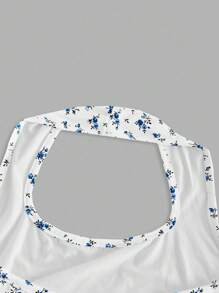 Muchica 女士休闲紧身吊带背心，碎花图案，适合夏季外出穿着