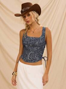 Avantive Femmes d'été Anniversaire 90s Tenue décontractée professionnelle Tenue occidentale Sortie Décontracté Y2k Vintage Rave Festival Streetwear Vacances Pays Concert Enterrement de vie de jeune fille/Remise des diplômes Style Cowgirl /Navette Fée/Noir Délavé/Taille Basse/Ample/Droit/Jambe Large/A Ligne/Cowgirl /Sans Manches/4 Juillet Femmes/Vacances à la Plage/Top en Denim