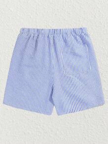 Manfinity BRENVOR Men's Drawstring Waist Casual Woven Striped Summer Shorts